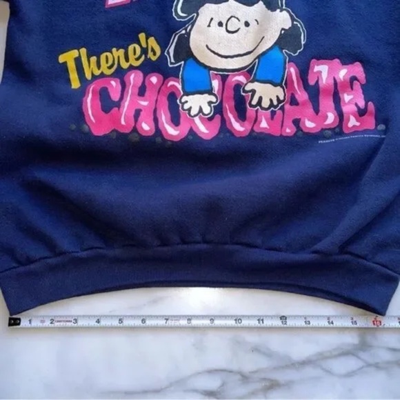 Vintage 70s Peanuts Lucy When All Else Fails There's Chocolate Crewneck Pullover - Picture 6 of 9